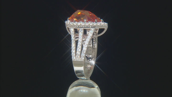 Champagne And White Cubic Zirconia Rhodium Over Sterling Silver Ring 10.55ctw Video Thumbnail