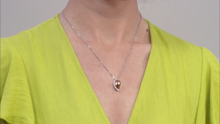 Champagne And White Cubic Zirconia Rhodium Over Sterling Silver Pendant With Chain 9.62ctw Video Thumbnail