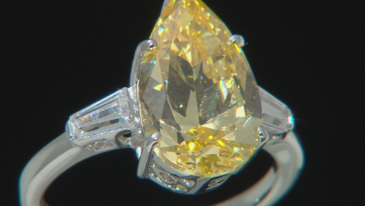 Yellow And White Cubic Zirconia Rhodium Over Sterling Silver Ring 8.42ctw Video Thumbnail