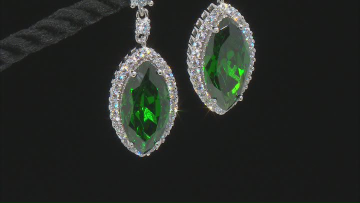 Green And White Cubic Zirconia Rhodium Over Sterling Silver Earrings 16.18ctw Video Thumbnail