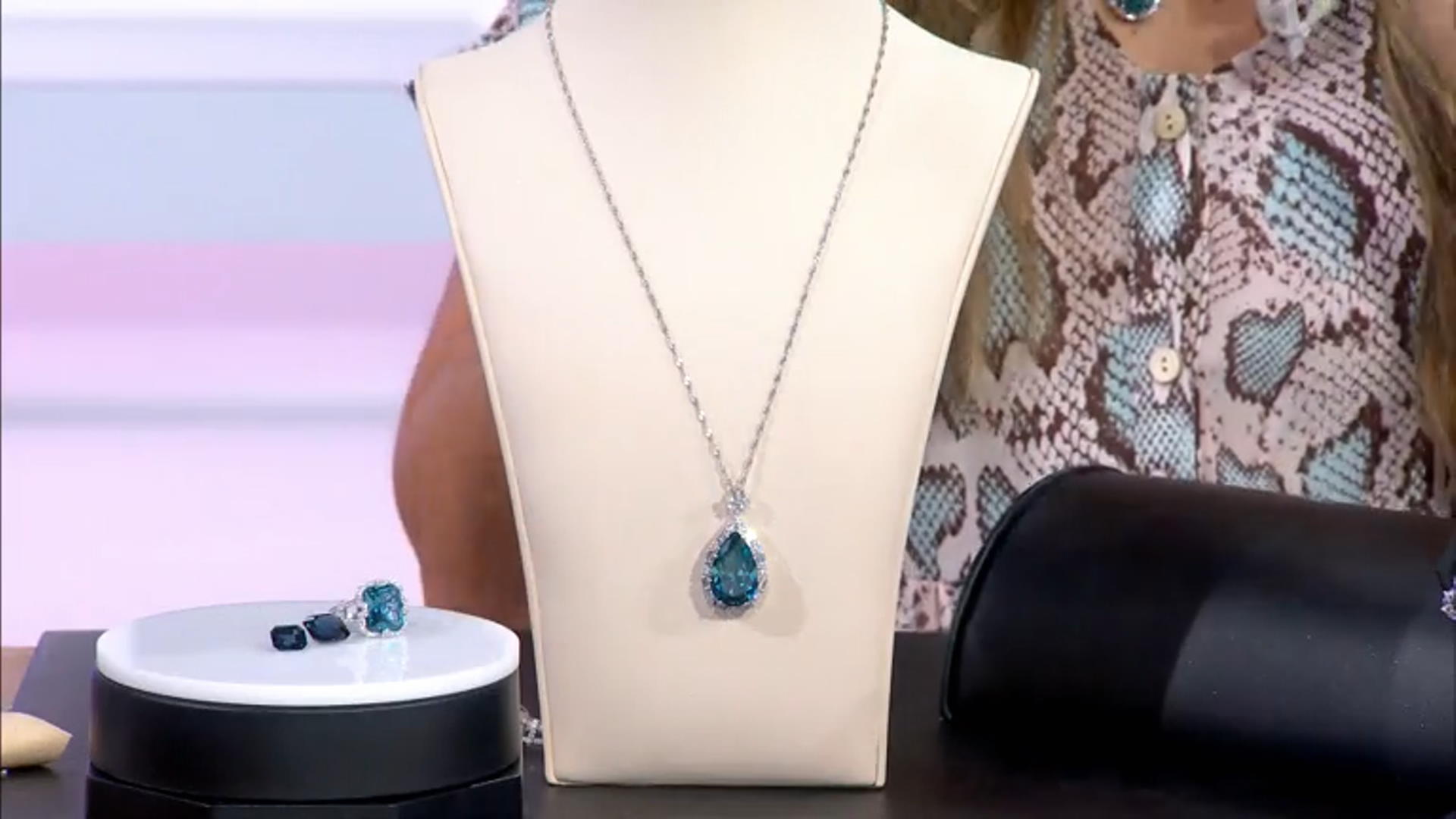 Lab Blue Spinel And White Cubic Zirconia Rhodium Over Sterling Silver Pendant With Chain 17.94ctw Video Thumbnail