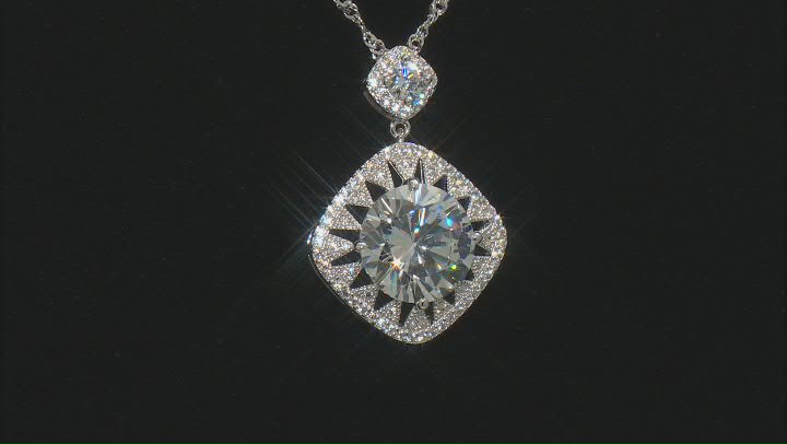 White Cubic Zirconia Rhodium Over Sterling Silver Pendant With Chain 10.56ctw