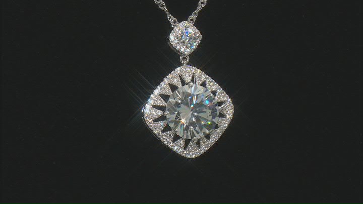 White Cubic Zirconia Rhodium Over Sterling Silver Pendant With Chain 10.56ctw Video Thumbnail