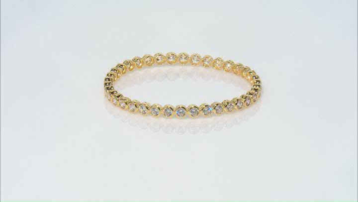 White Cubic Zirconia 18k Yellow Gold Over Sterling Silver Bangle 15.20ctw