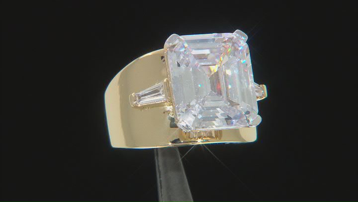 White Cubic Zirconia 18k Yellow Gold Over Sterling Silver Ring 13.89ctw Video Thumbnail