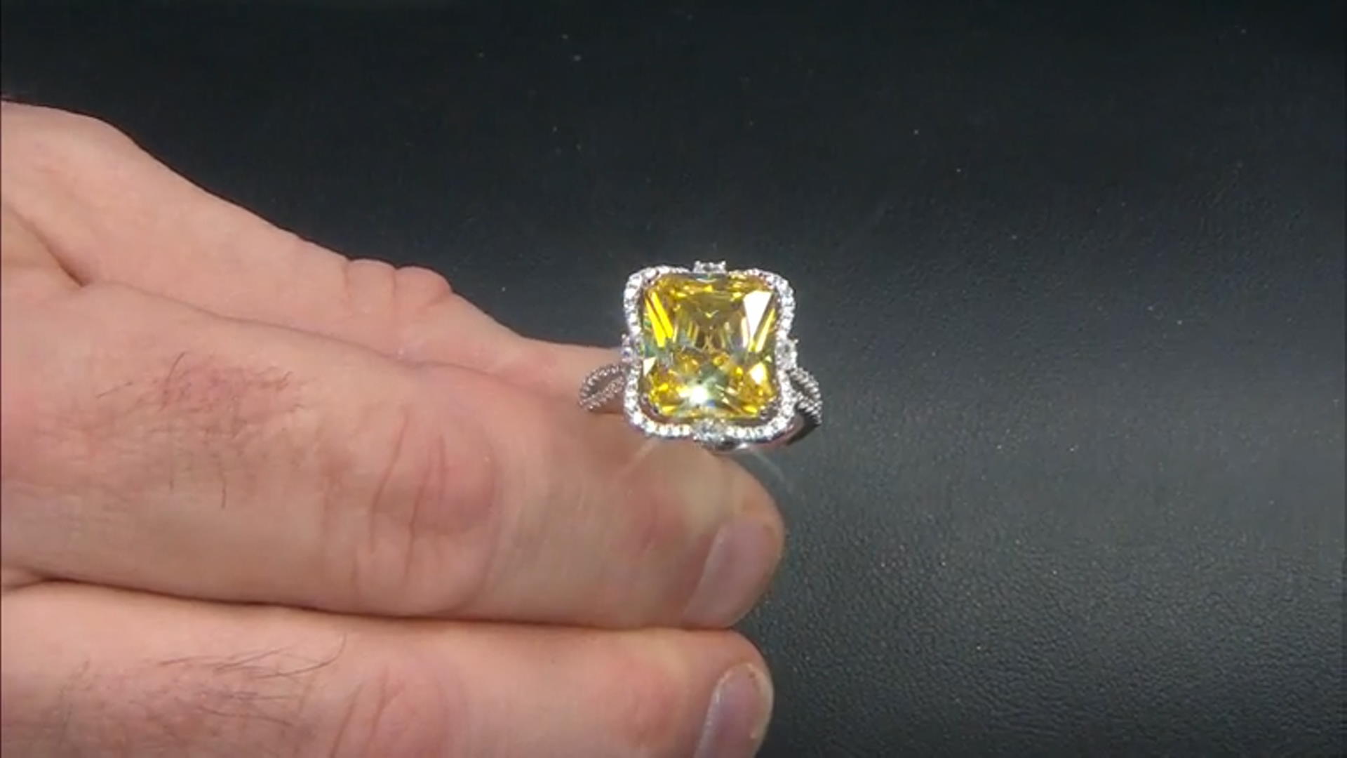 Yellow and White Cubic Zirconia Rhodium Over Silver Ring 15.09ctw Video Thumbnail