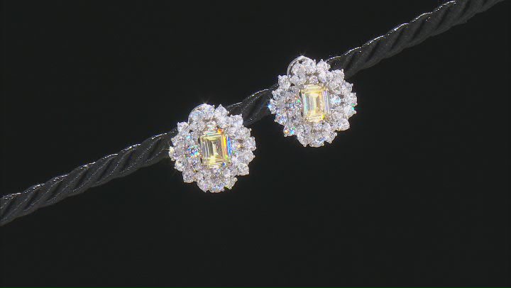 Yellow and White cubic Zirconia Rhodium Over Silver Earrings Video Thumbnail