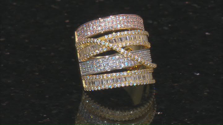 Cubic Zirconia Rhodium And 18K Yellow and Rose Gold Over Sterling Silver Ring. Video Thumbnail