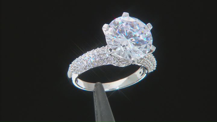 White Cubic Zirconia Rhodium Over Silver Ring 10.95ctw   (7.30ctw DEW) Video Thumbnail