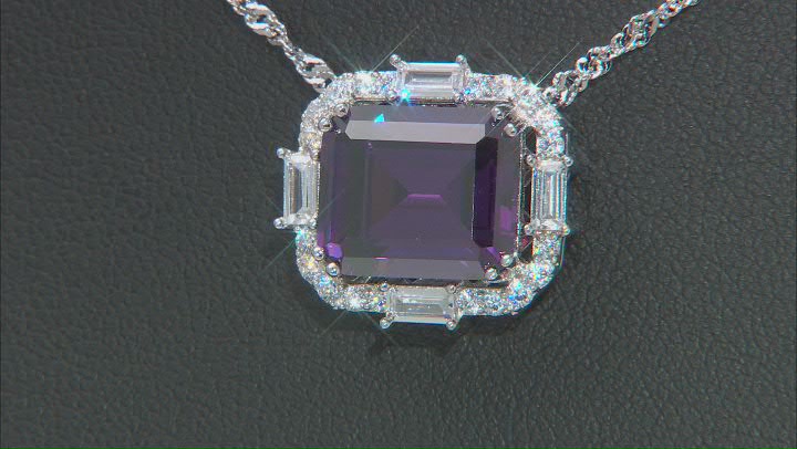 Purple and White Cubic Zirconia Rhodium Over Silver Necklace Video Thumbnail