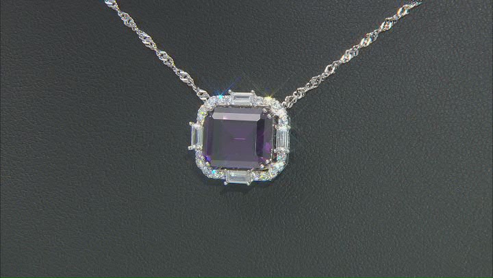 Purple and White Cubic Zirconia Rhodium Over Silver Necklace Video Thumbnail