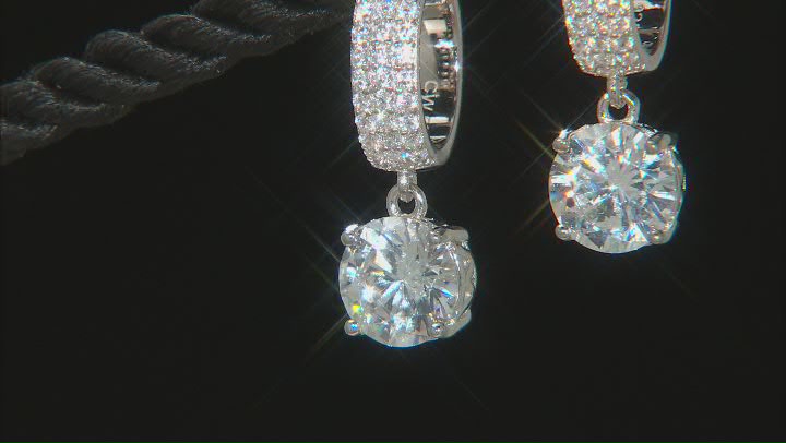White Cubic Zirconia Rhodium Over Sterling Silver Earrings. 7.62ctw