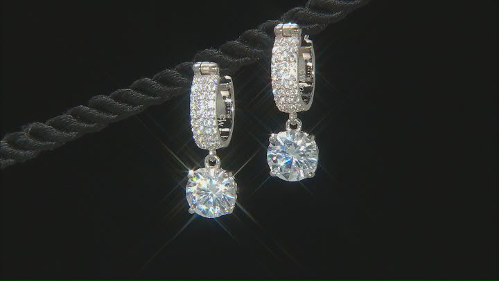 White Cubic Zirconia Rhodium Over Sterling Silver Earrings. 7.62ctw