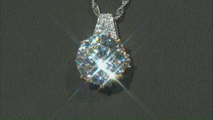 White Cubic Zirconia Rhodium Over Silver Two-Tone Scintillant Cut Pendant With Chain 13.58ctw Video Thumbnail