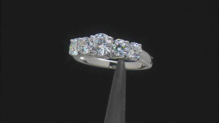 White Cubic Zirconia Rhodium Over Sterling Silver Ring 4.07ctw Video Thumbnail