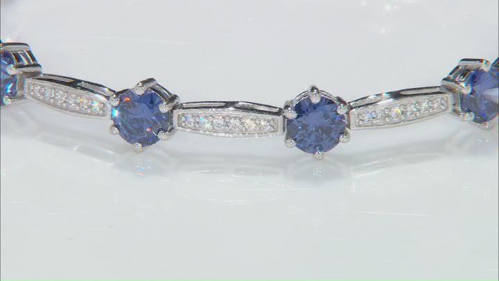 Blue And White Cubic Zirconia Rhodium Over Sterling Silver Bracelet 14.15ctw