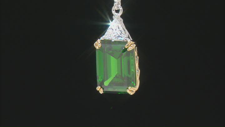 Green And White Cubic Zirconia Rhodium Over Sterling Silver Pendant With Chain 7.50ctw Video Thumbnail