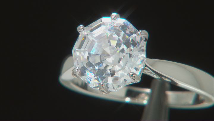 White Cubic Zirconia Rhodium Over Sterling Silver Scintillant Web Cut Ring 6.20ctw Video Thumbnail