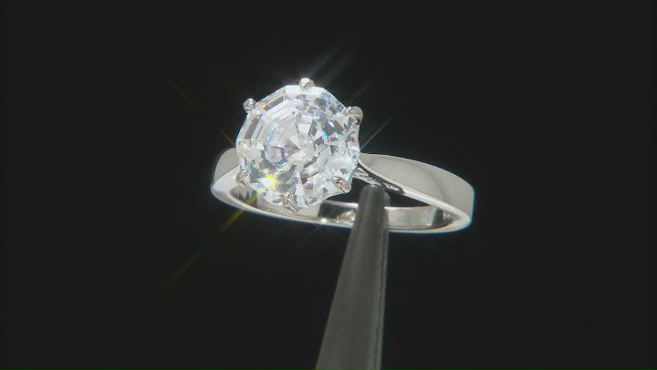 White Cubic Zirconia Rhodium Over Sterling Silver Scintillant Web Cut Ring 6.20ctw Video Thumbnail