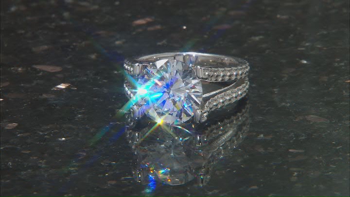 White Cubic Zirconia Rhodium Over Silver Ring and Band Set 10.00ctw Video Thumbnail