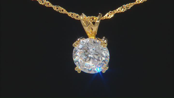 Cubic Zirconia 18k Yellow Gold Over Silver Pendant With Chain 6.30ctw (3.87ct DEW) Video Thumbnail