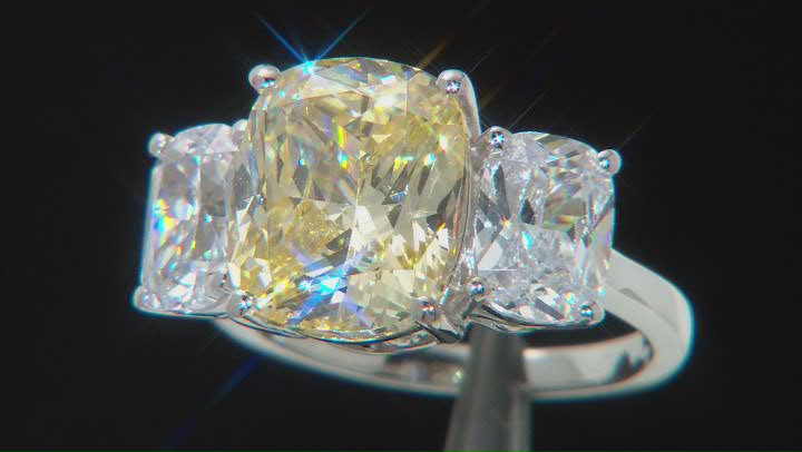 Yellow And White Cubic Zirconia Scintillant Cut® Rhodium Over Sterling Silver Ring 14.50ctw Video Thumbnail