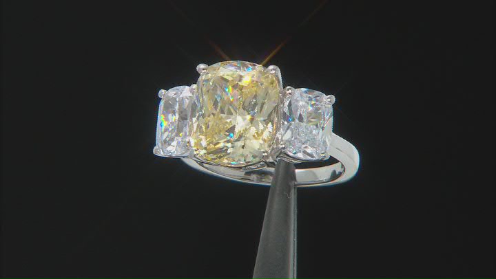 Yellow And White Cubic Zirconia Scintillant Cut® Rhodium Over Sterling Silver Ring 14.50ctw Video Thumbnail