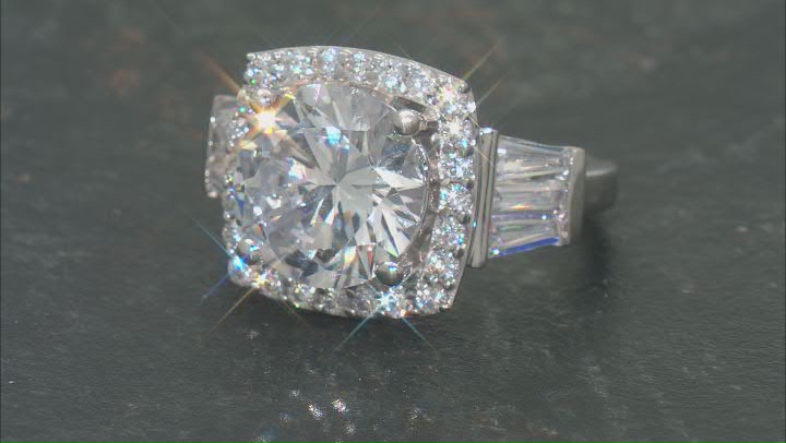 White Cubic Zirconia Rhodium Over Sterling Silver Ring 11.30ctw Video Thumbnail