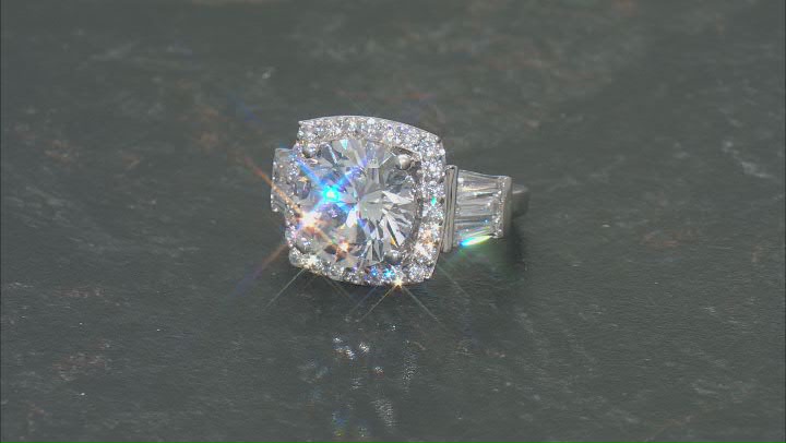 White Cubic Zirconia Rhodium Over Sterling Silver Ring 11.30ctw Video Thumbnail