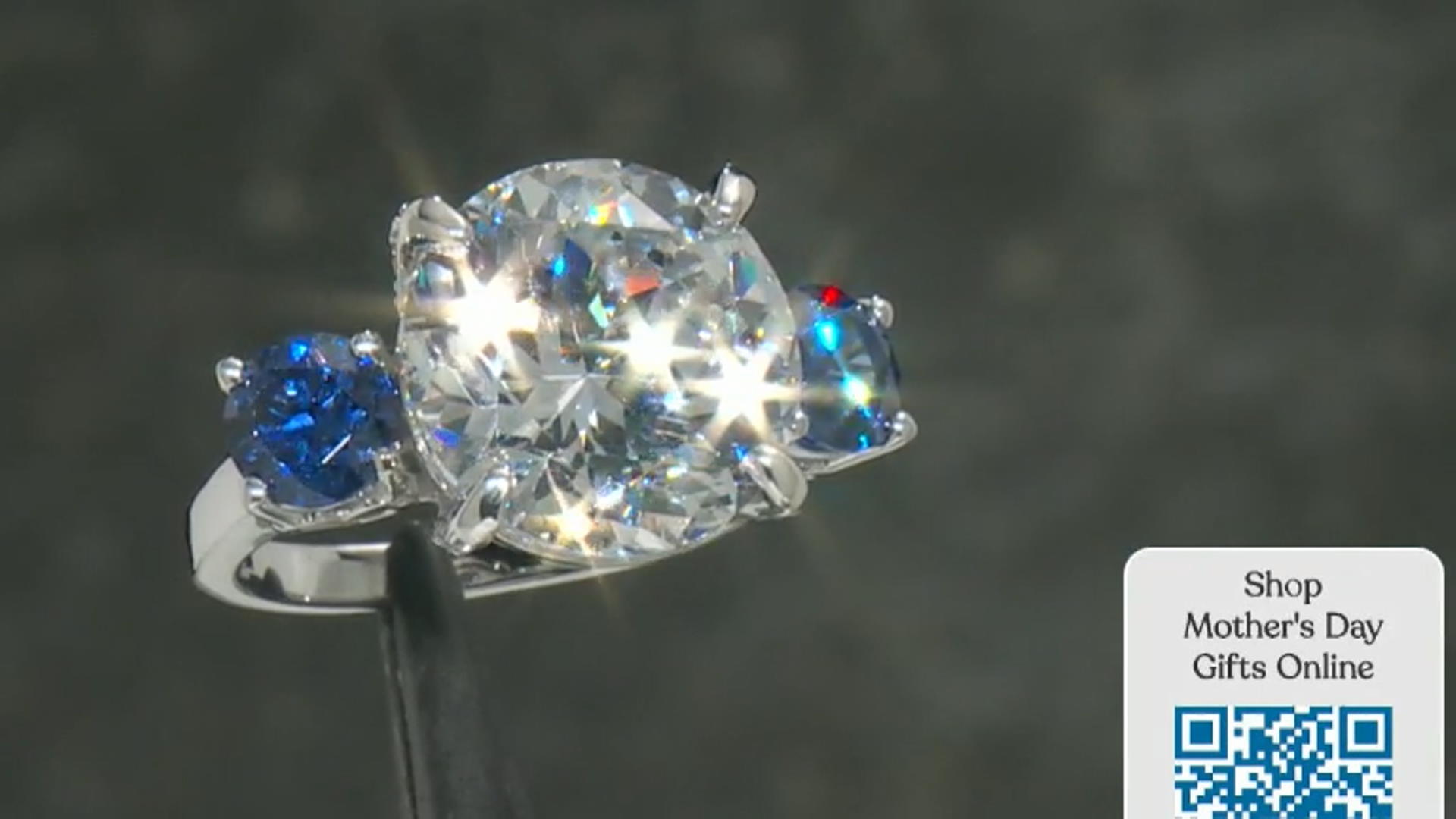 Blue And White Cubic Zirconia Platinum Over Sterling Silver Ring 15.23ctw Video Thumbnail