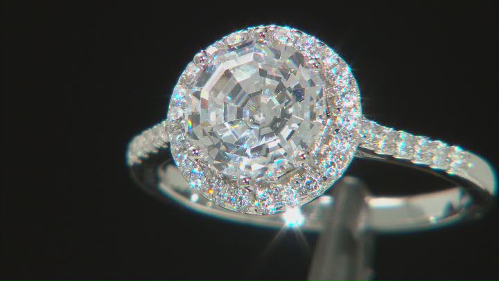 White Cubic Zirconia Rhodium Over Sterling Silver Scintillant Web Cut® Ring 3.47ctw Video Thumbnail