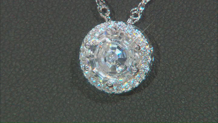 White Cubic Zirconia Rhodium Over Sterling Silver Scintillant Web Cut® Pendant With Chain 3.29ctw Video Thumbnail