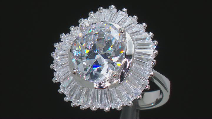 White Cubic Zirconia Rhodium Over Sterling Silver Ring 10.55ctw Video Thumbnail