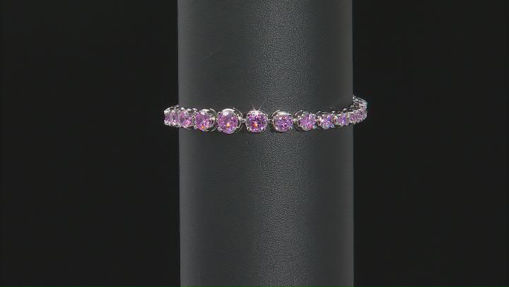 Pink Cubic Zirconia Rhodium Over Sterling Silver Bracelet 11.58ctw Video Thumbnail