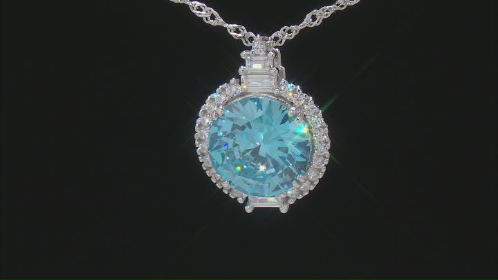 Blue And White Cubic Zirconia Rhodium Over Sterling Silver Pendant With Chain 9.90ctw Video Thumbnail