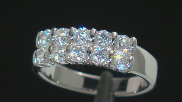 White Cubic Zirconia Rhodium Over Sterling Silver Anniversary Ring 1.55ctw Video Thumbnail