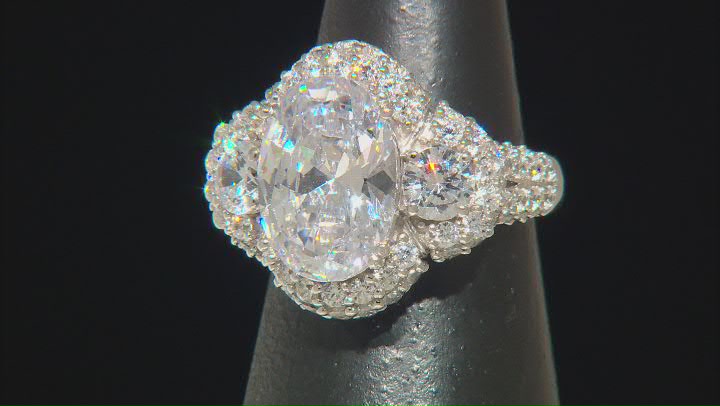 White Cubic Zirconia Rhodium Over Sterling Silver Ring 12.93ctw Video Thumbnail