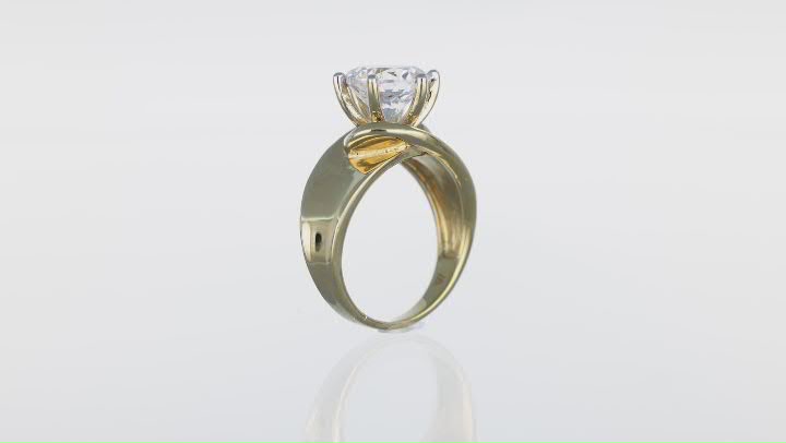 White Cubic Zirconia 18k Yellow Gold Over Sterling Silver Ring 5.50ctw Video Thumbnail