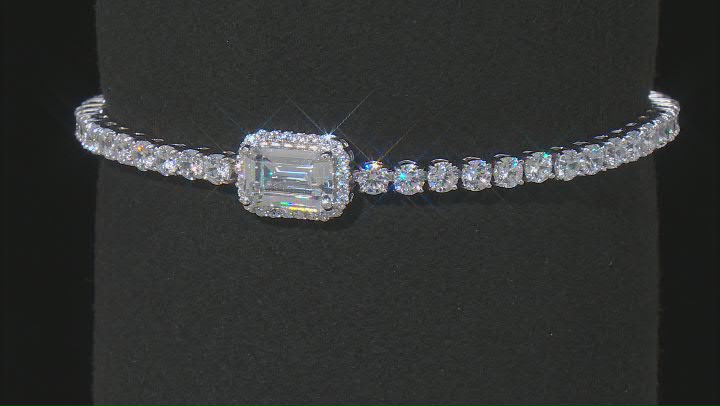 White Cubic Zirconia Rhodium Over Sterling Silver Tennis Bracelet 12.28ctw Video Thumbnail