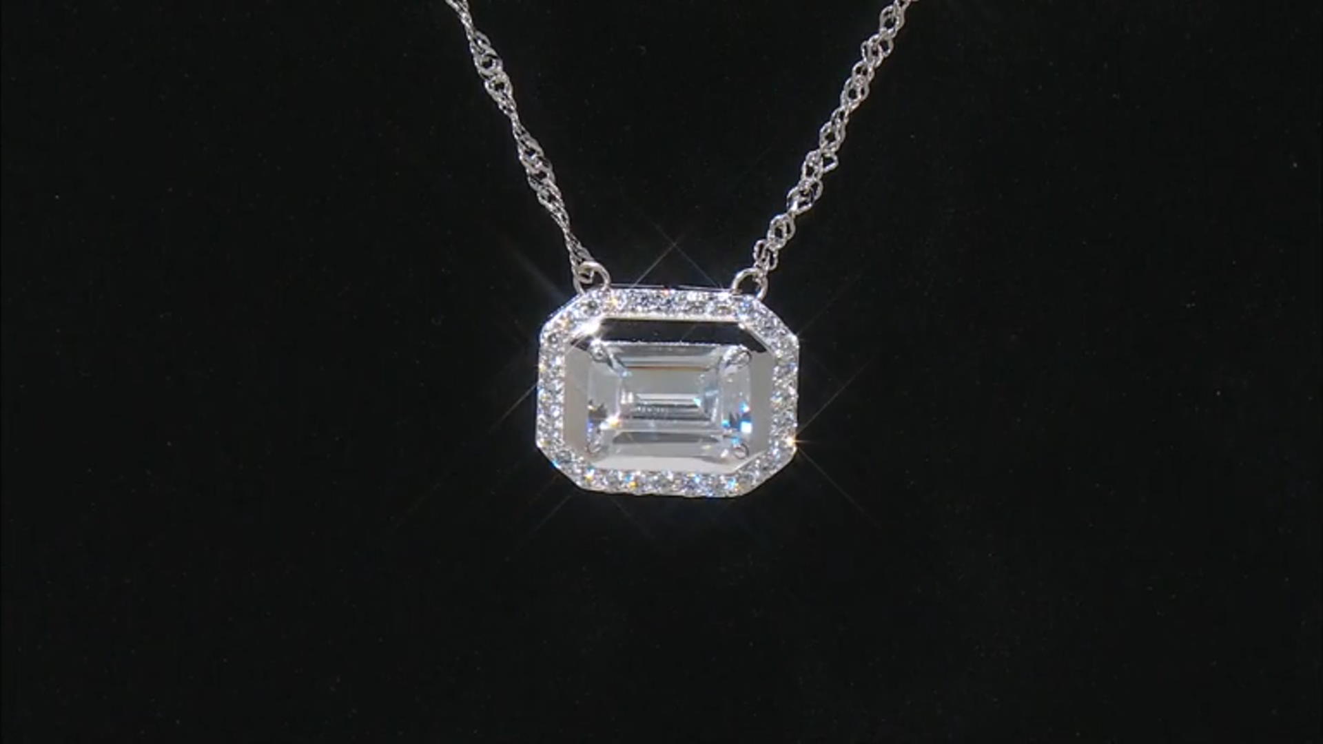 White Cubic Zirconia Rhodium Over Sterling Silver Necklace 5.98ctw Video Thumbnail