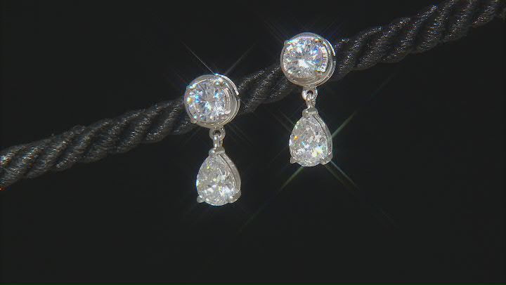 White Cubic Zirconia Rhodium Over Sterling Silver Earrings  5.85ctw Video Thumbnail