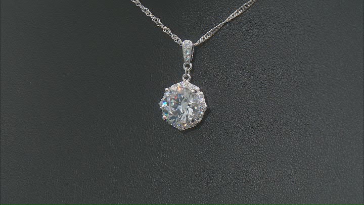 White Cubic Zirconia Rhodium Over Sterling Silver Pendant 6.57ctw Video Thumbnail
