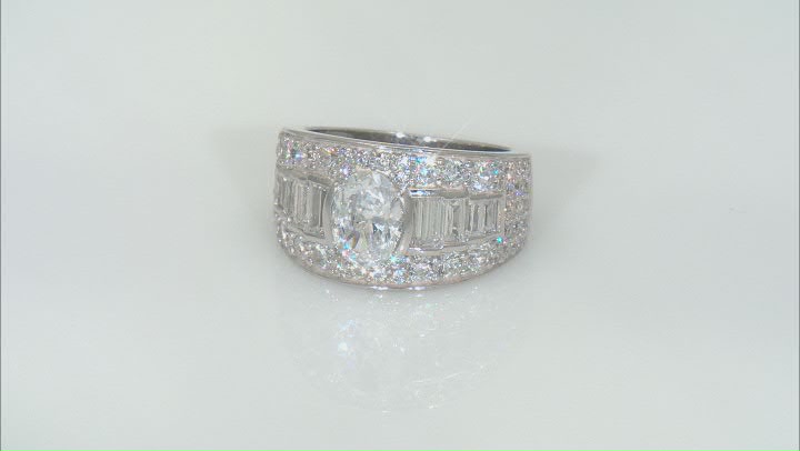 White Cubic Zirconia Rhodium Over Sterling Ring 4.83ctw Video Thumbnail