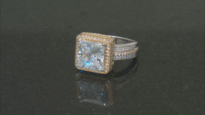 White Cubic Zirconia Rhodium And 18k Yellow Gold Over Silver Scintillant Cut® Holiday Ring 8.56ctw Video Thumbnail