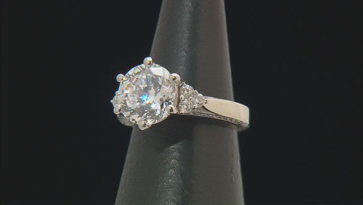 White Cubic Zirconia Rhodium Over Sterling Silver Love Cut Ring 6.98ctw Video Thumbnail