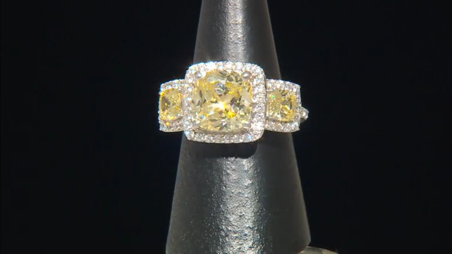 Yellow And White Cubic Zirconia Rhodium Over Sterling Silver Ring 9.14ctw Video Thumbnail