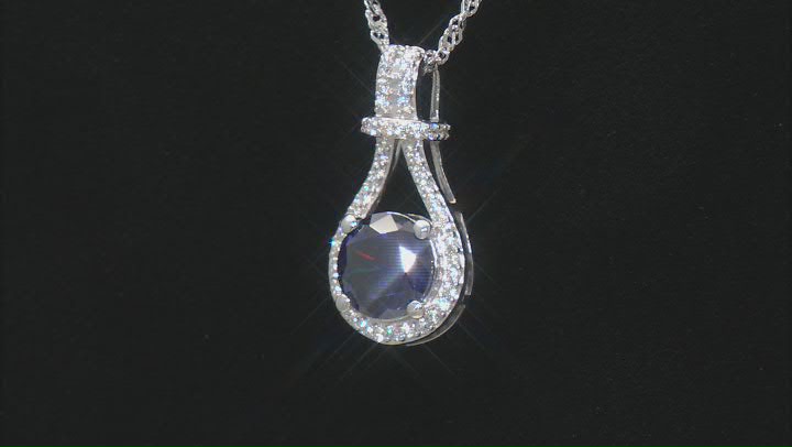 Blue And White Cubic Zirconia Rhodium Over Silver Pendant 3.51ctw Video Thumbnail