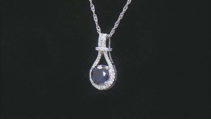 Blue And White Cubic Zirconia Rhodium Over Silver Pendant 3.51ctw Video Thumbnail