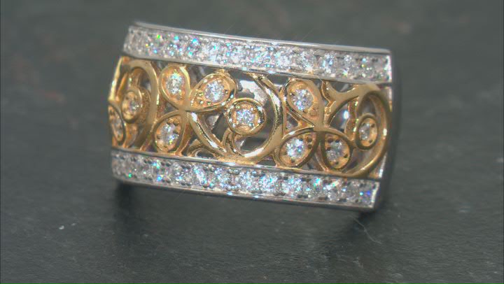 White Cubic Zirconia Rhodium And 14k Yellow Gold Over Silver Ring 0.94ctw Video Thumbnail