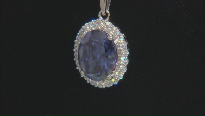 Blue And White Cubic Zirconia Rhodium Over Silver Pendant 7.75ctw Video Thumbnail